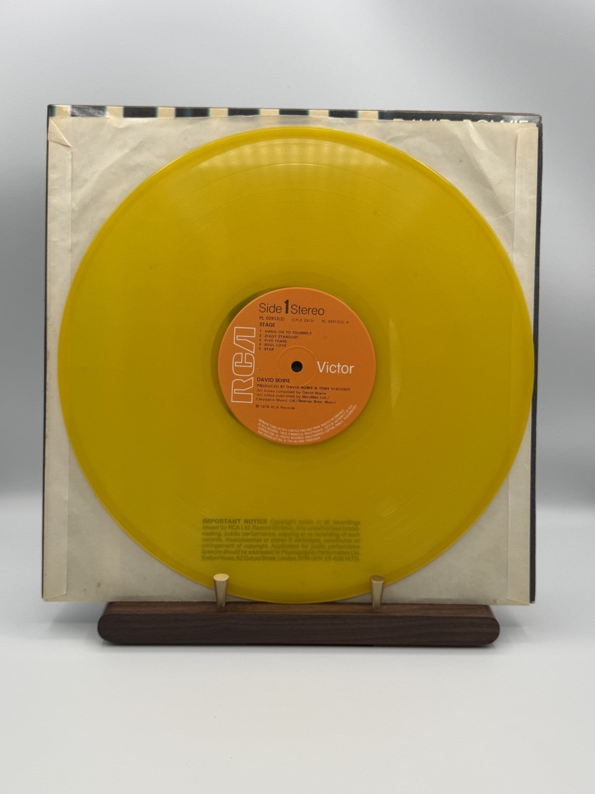 David Bowie Stage 2LP Yellow Vinyl PL 02913 UK 1978 Limited - VG+/VG++