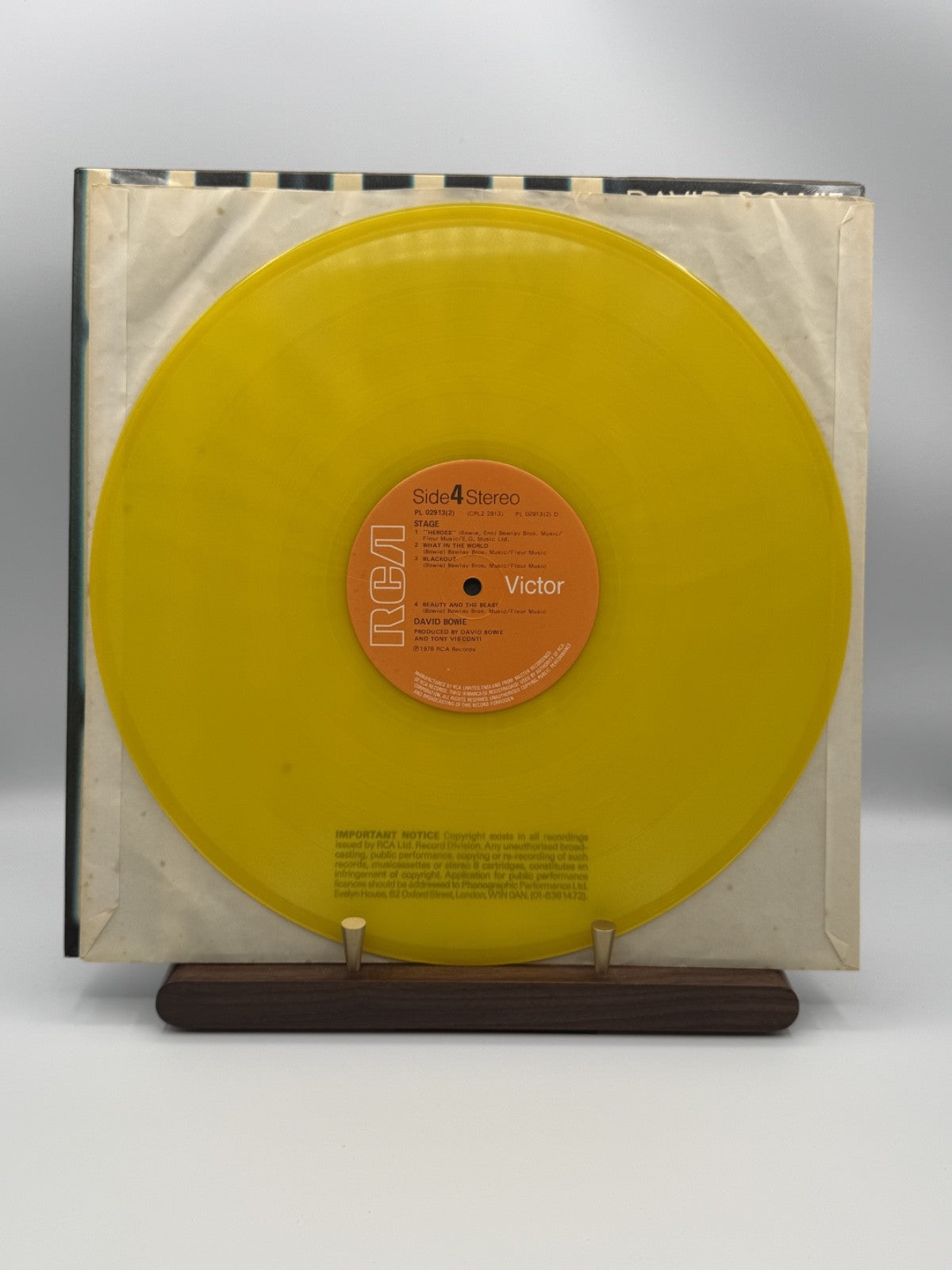 David Bowie Stage 2LP Yellow Vinyl PL 02913 UK 1978 Limited - VG+/VG++