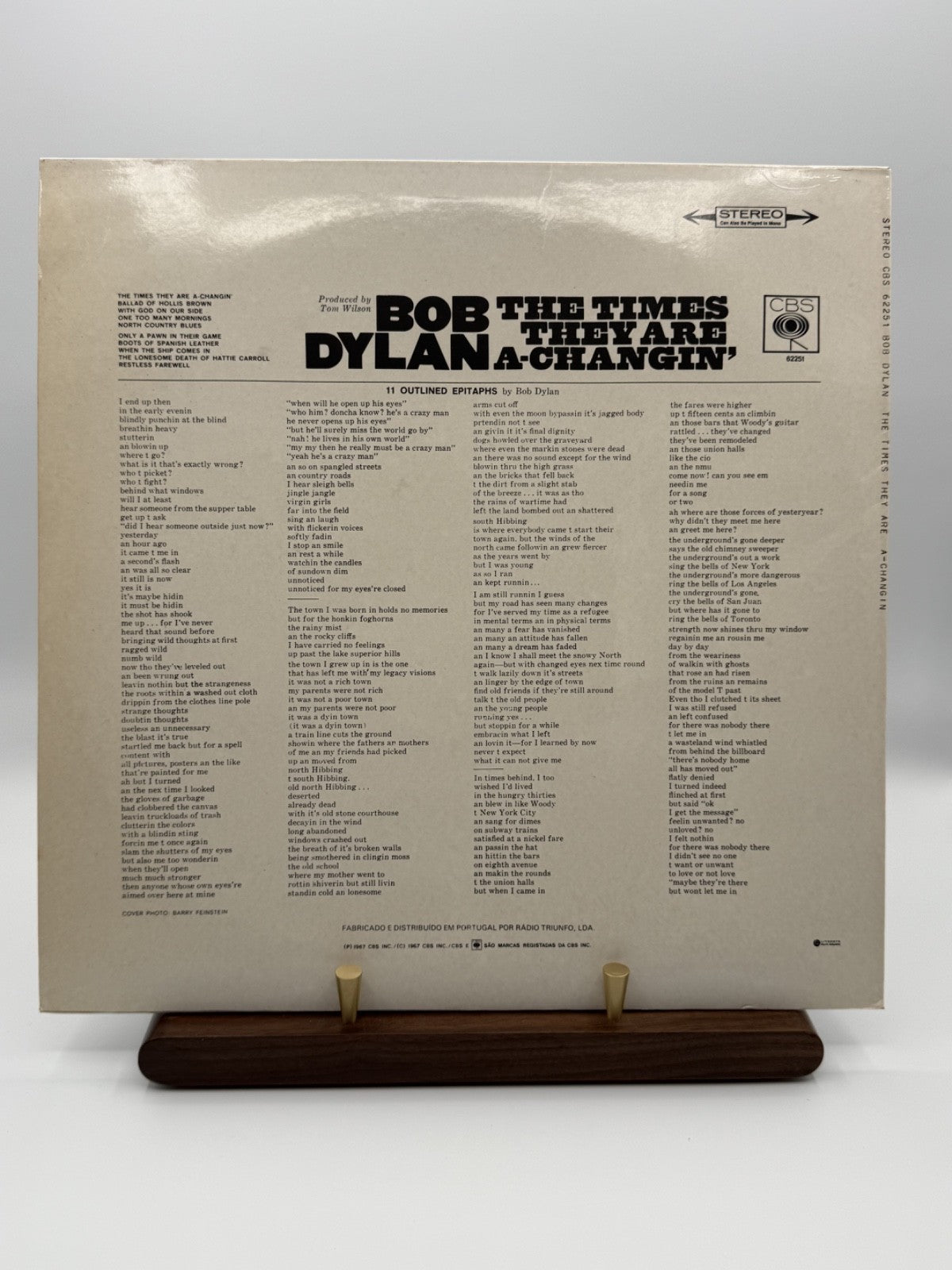 Bob Dylan The Times They Are A-Changin' LP Vinyl Record 62251 - EX/EX