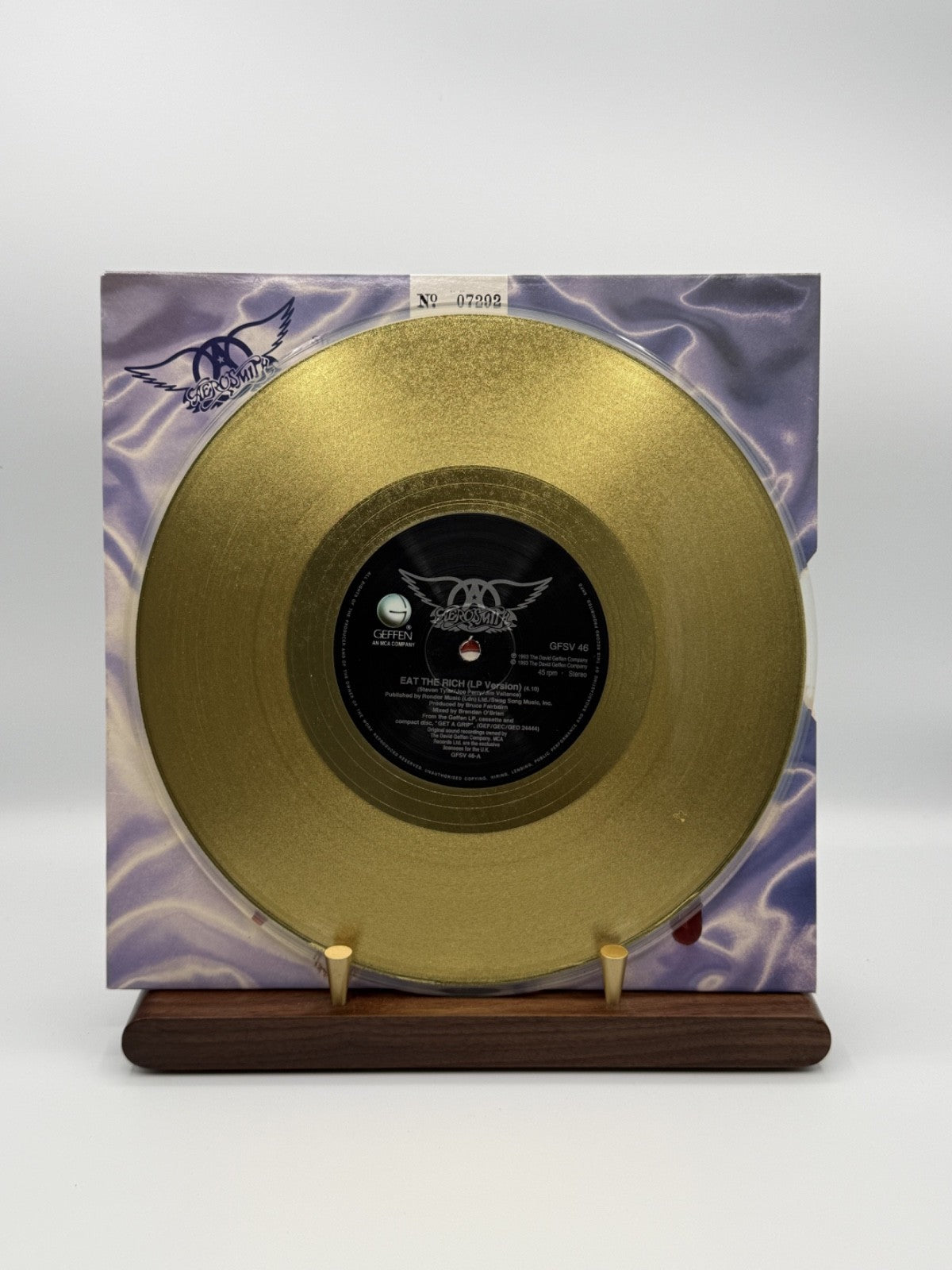 Aerosmith Eat The Rich 10in Gold Vinyl GFSV46 No 07292 - EX/EX
