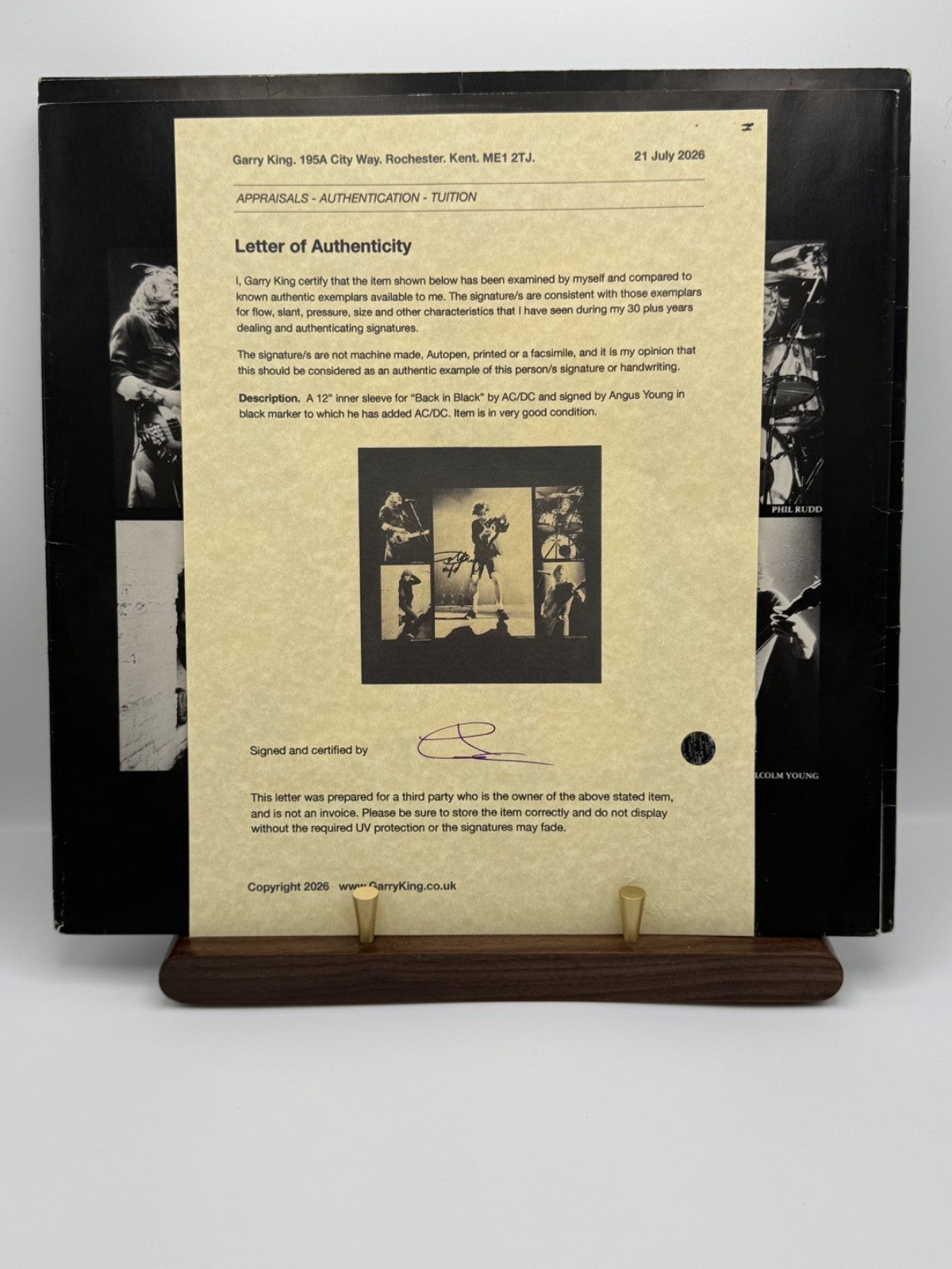 AC/DC Back In Black 1st UK Press A1/B1 Signed Angus Young Garry King COA LP