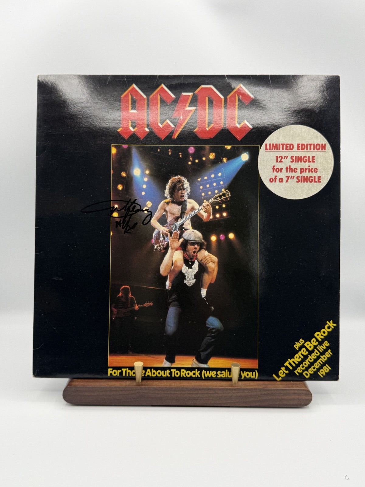 AC/DC For Those About To Rock 12in Angus Young Signed COA K11721T - VG+/EX