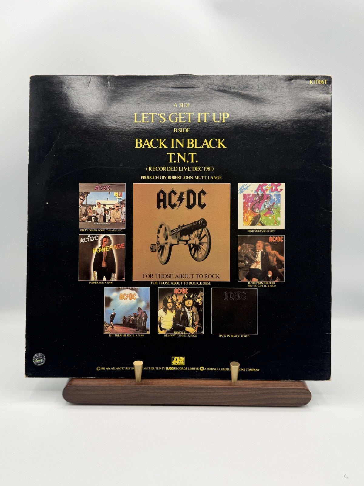 AC/DC Lets Get It Up 12in Signed Angus Young COA K11706T - VG++/EX