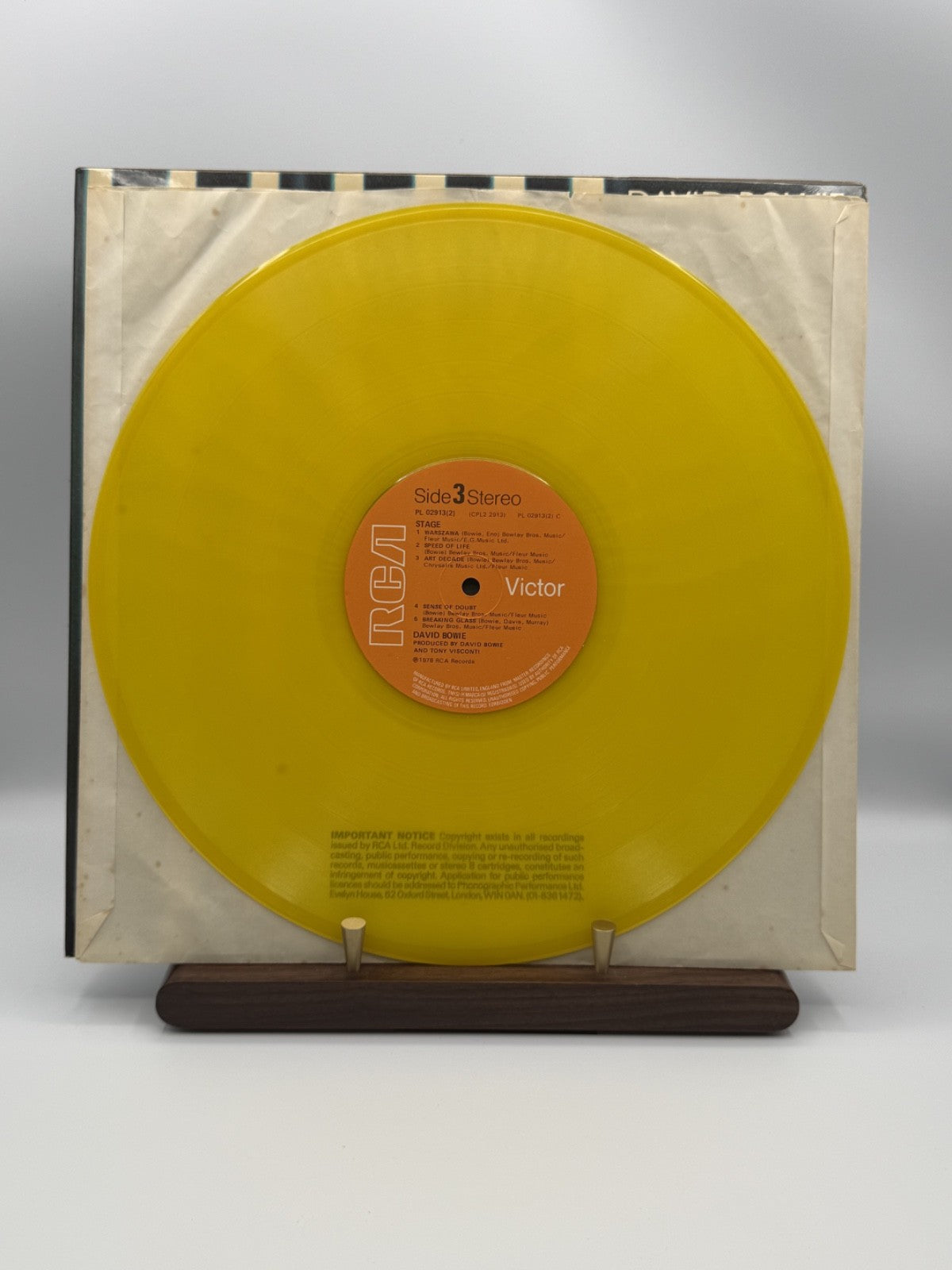 David Bowie Stage 2LP Yellow Vinyl PL 02913 UK 1978 Limited - VG+/VG++