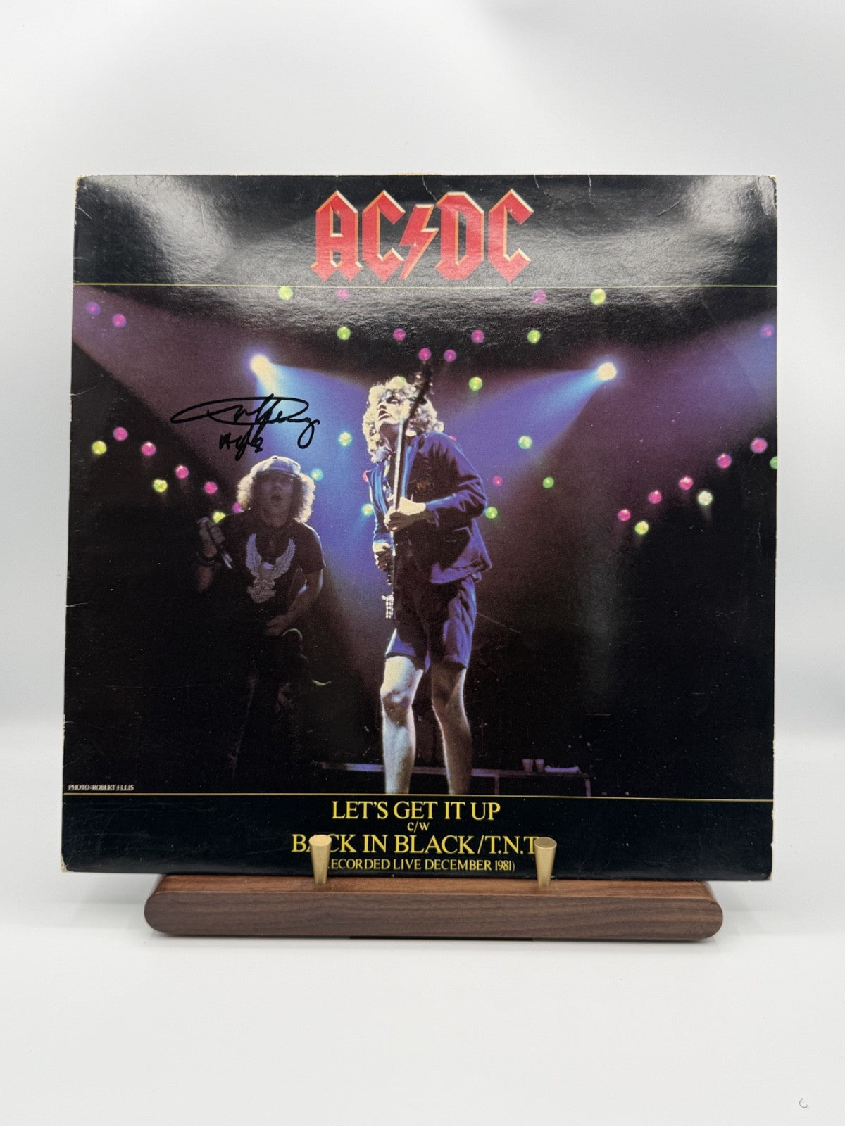 AC/DC Lets Get It Up 12in Signed Angus Young COA K11706T - VG++/EX