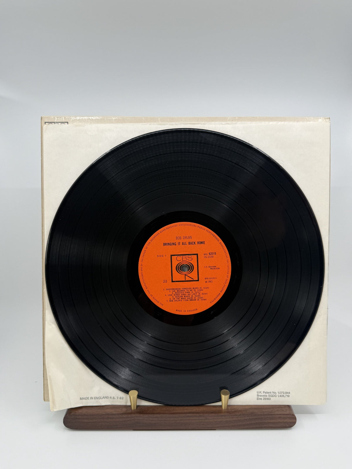 Bob Dylan Bringing It All Back Home CBS BPG 62515 UK mono vinyl Side A