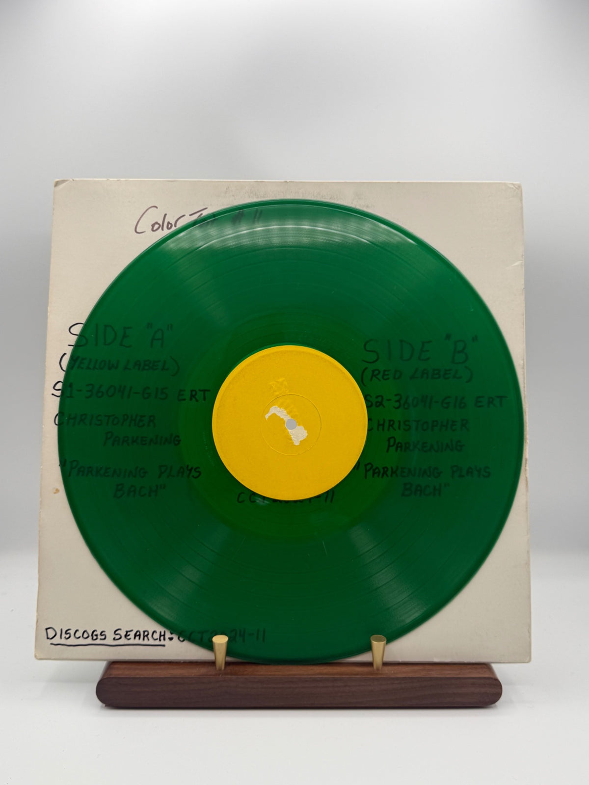 Christopher Parkening Capitol Canada green vinyl experimental colour test pressing side A yellow label