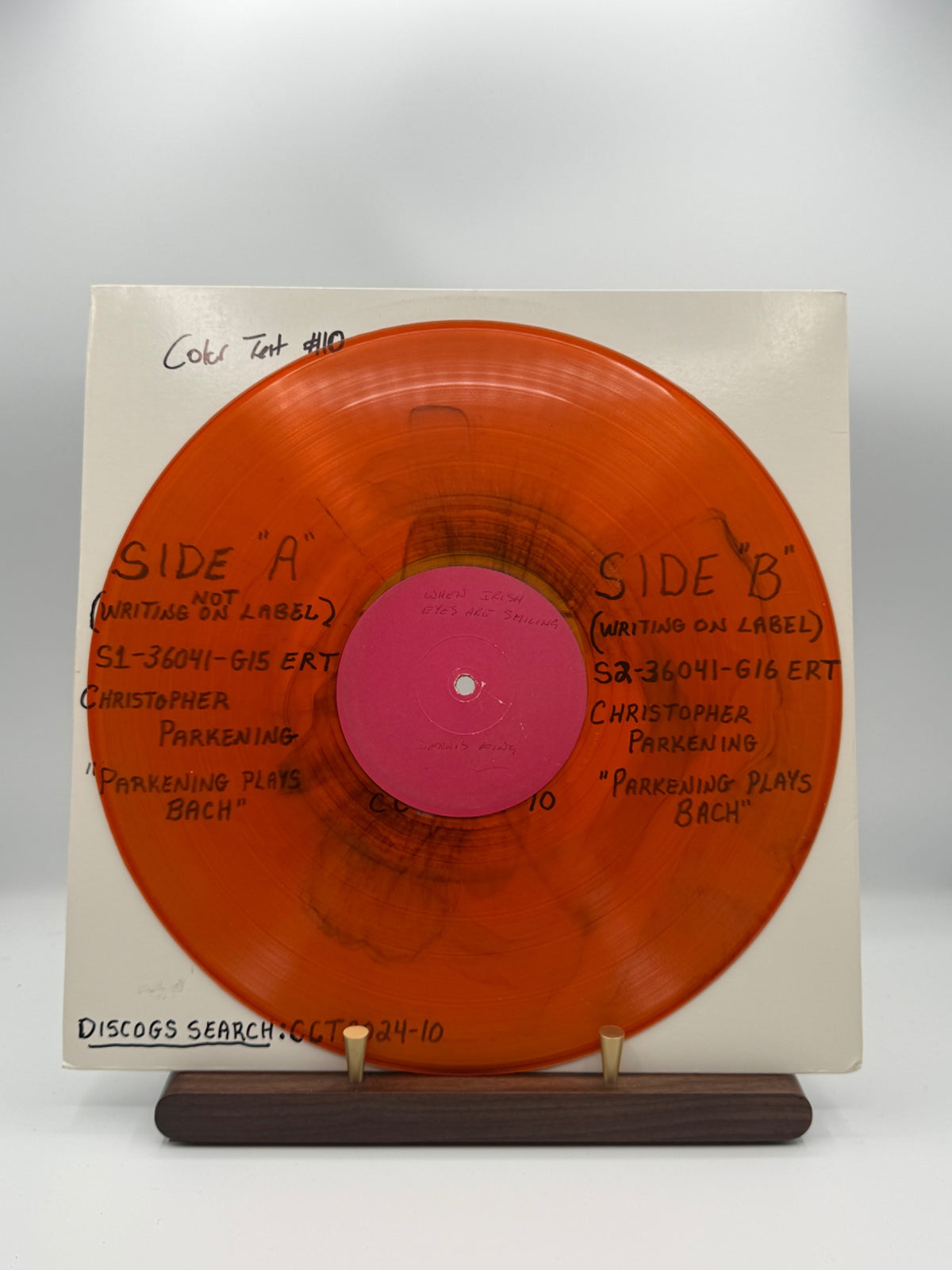 Christopher Parkening Parkening Plays Bach Capitol Canada orange vinyl experimental test pressing Color Test 10 side A