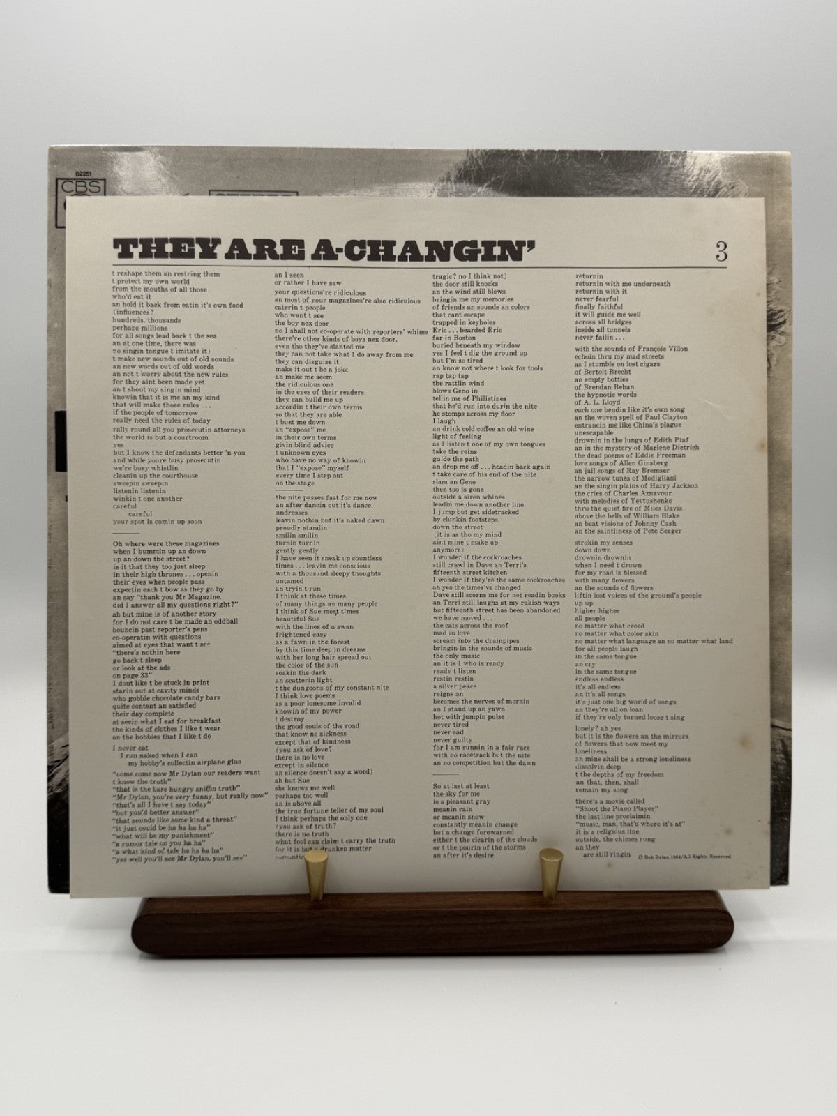 Bob Dylan The Times They Are A-Changin' LP Vinyl Record 62251 - EX/EX