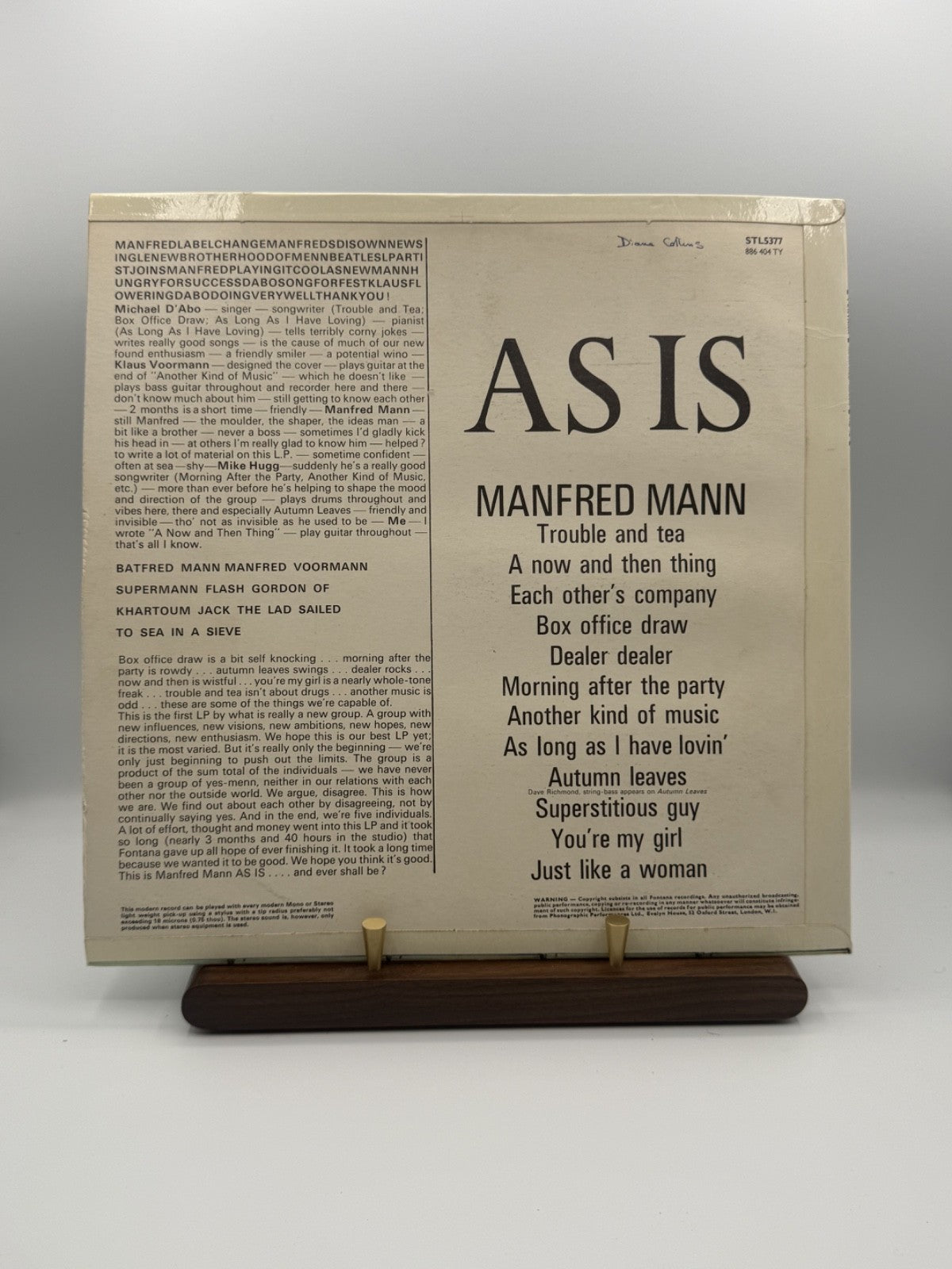 Manfred Mann As Is LP STL 5377 UK 1966 Stereo 1Y1/2Y1 - EX/VG+