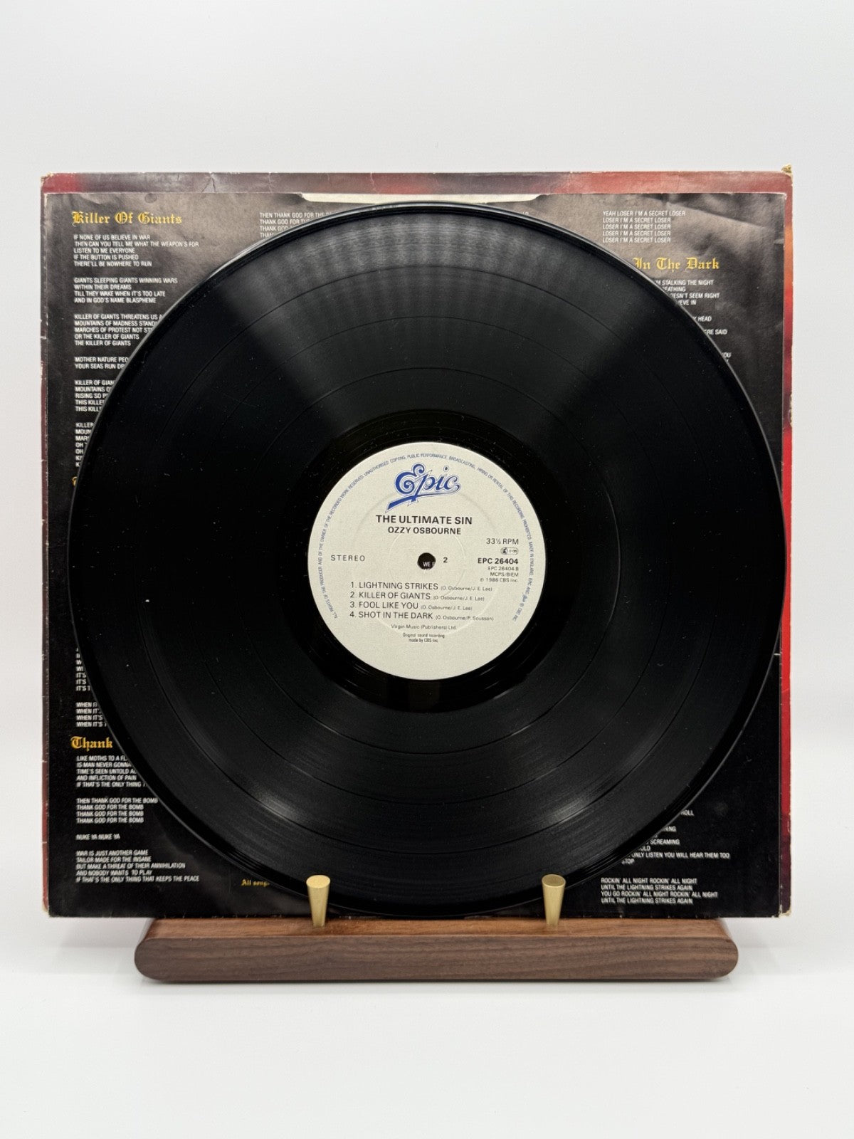 Ozzy Osbourne The Ultimate Sin LP Album Vinyl Record EPC 26404 - VG/VG+