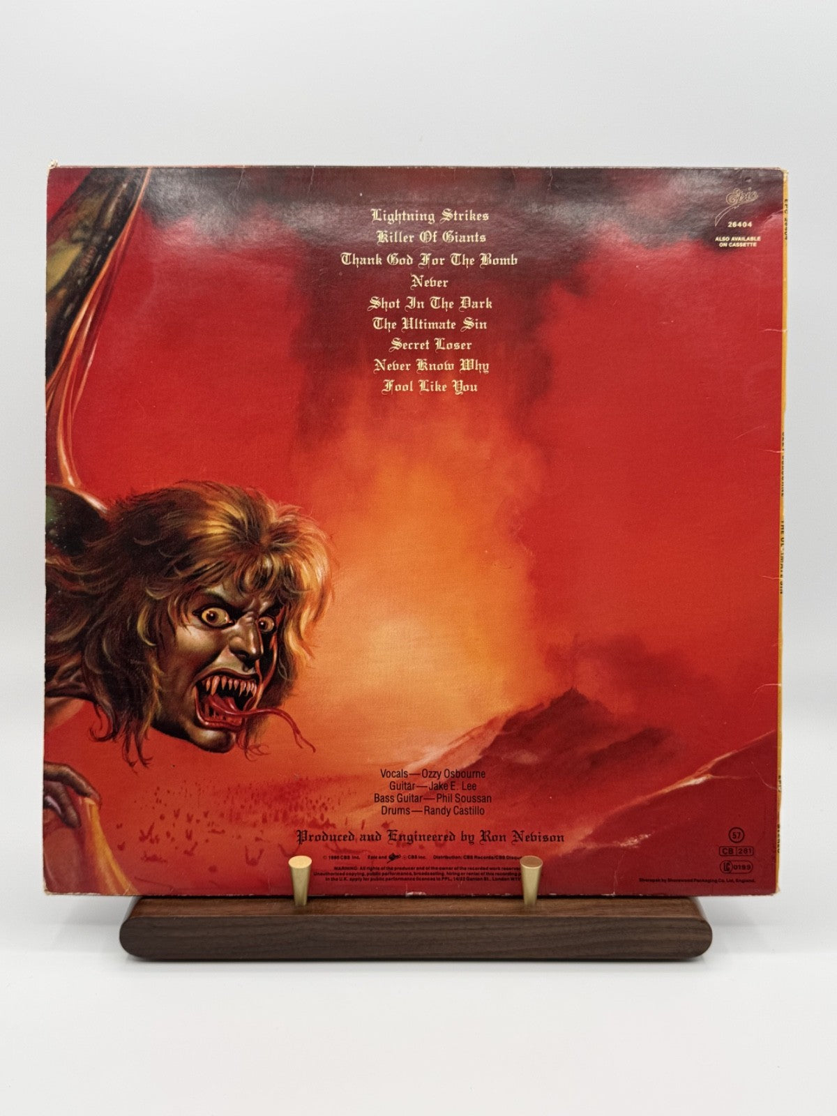 Ozzy Osbourne The Ultimate Sin LP Album Vinyl Record EPC 26404 - VG/VG+