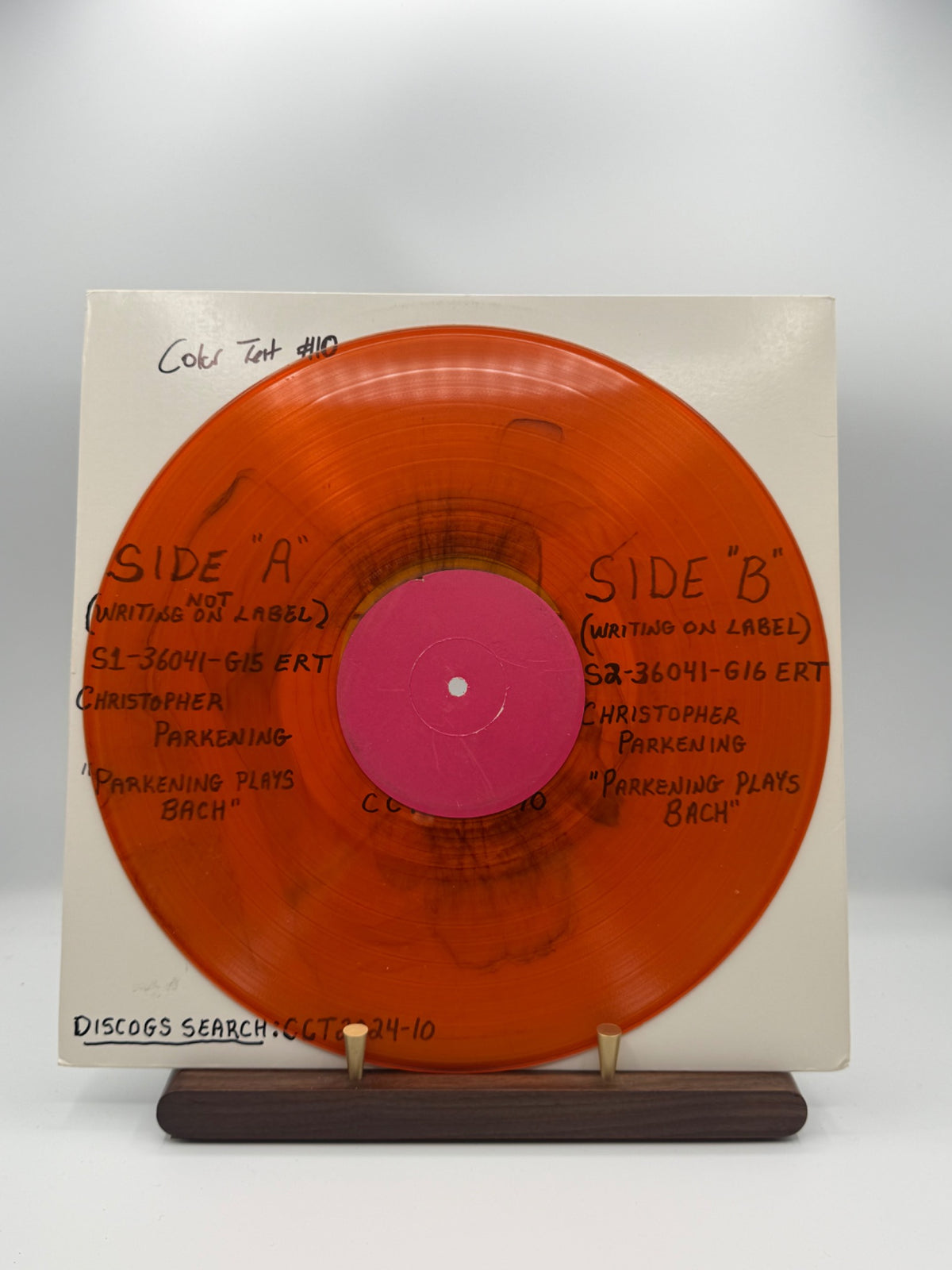 Christopher Parkening Parkening Plays Bach Capitol Canada orange vinyl experimental test pressing Color Test 10 side B