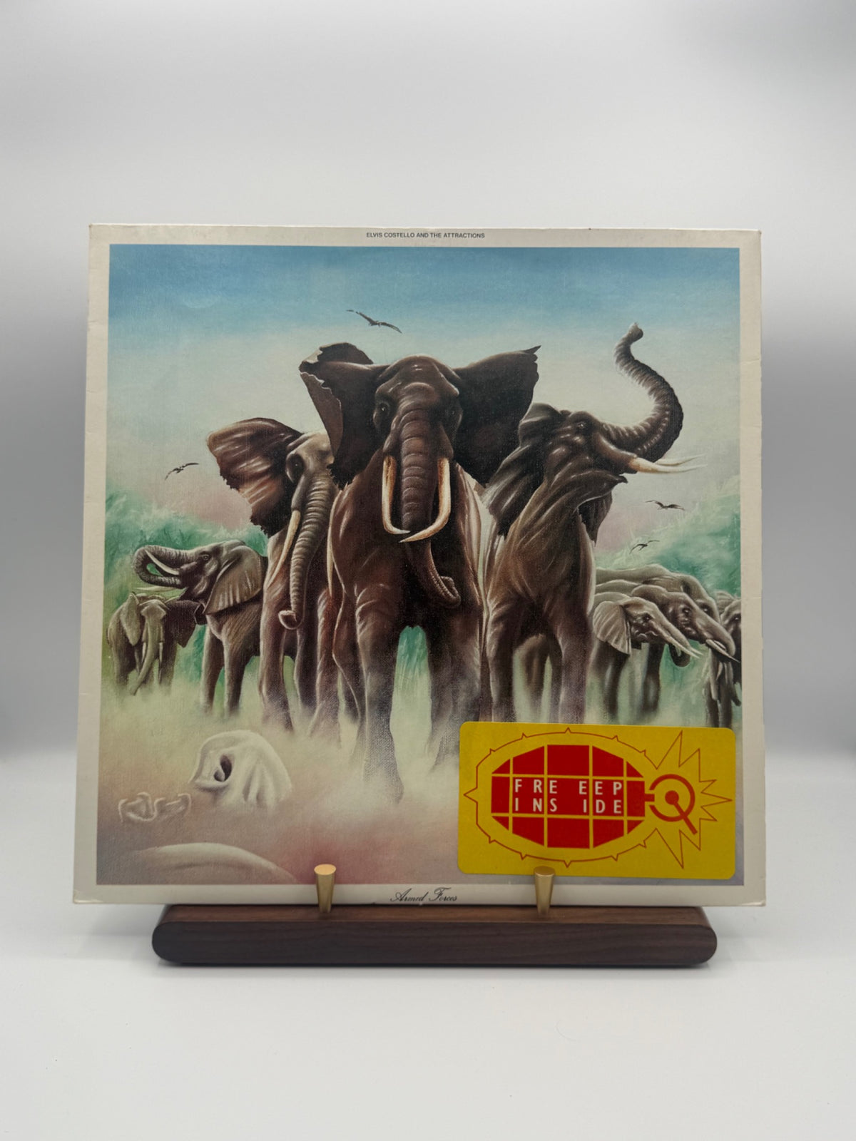 Elvis Costello and the Attractions Armed Forces RAD 14 front cover with Free EP Inside sticker