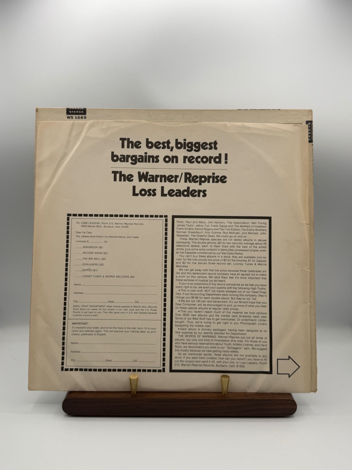 Grateful Dead The Grateful Dead period Warner Reprise Loss Leaders advertising inner sleeve