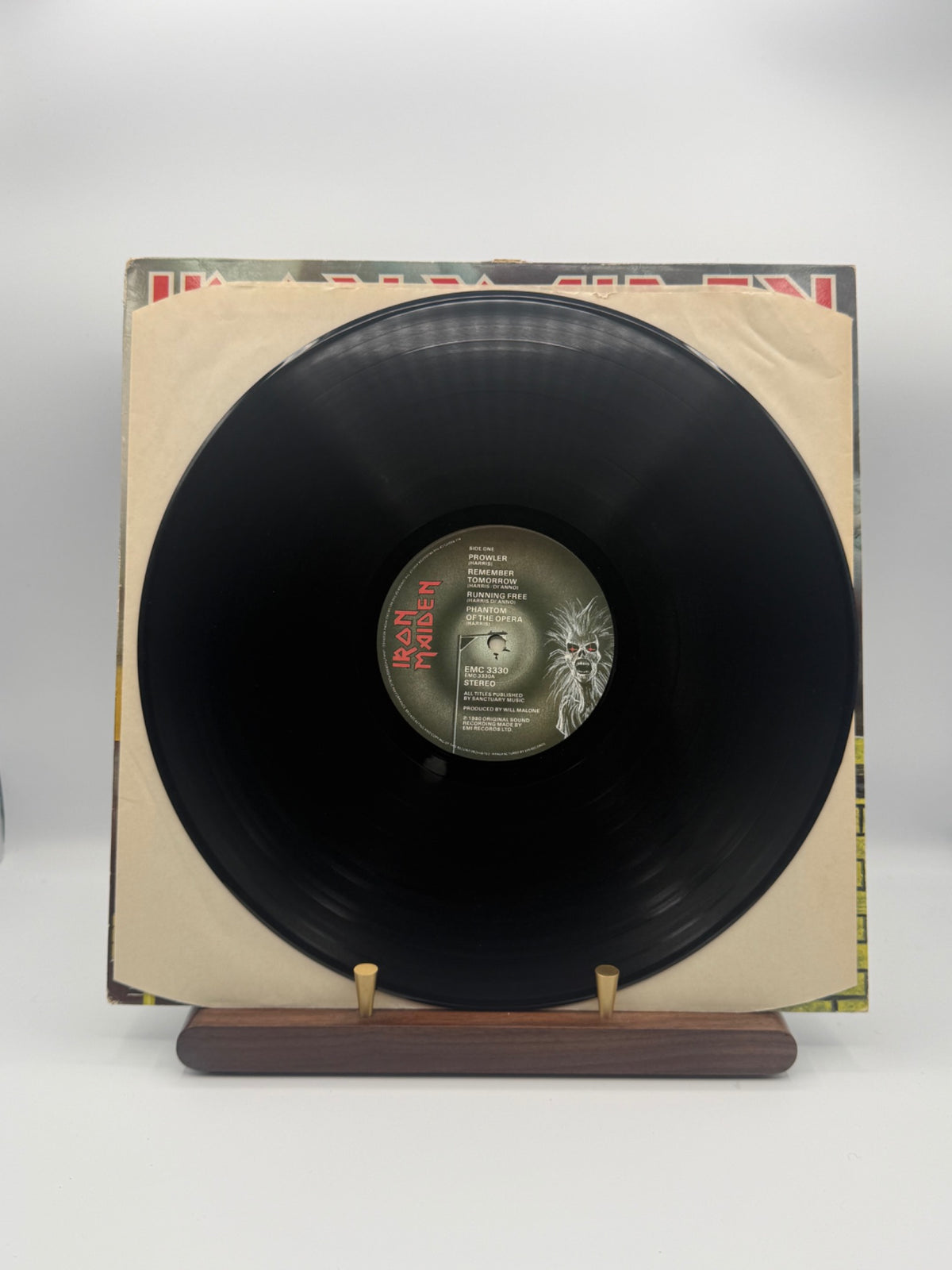 Iron Maiden self-titled EMI EMC 3330 UK vinyl LP Side A label