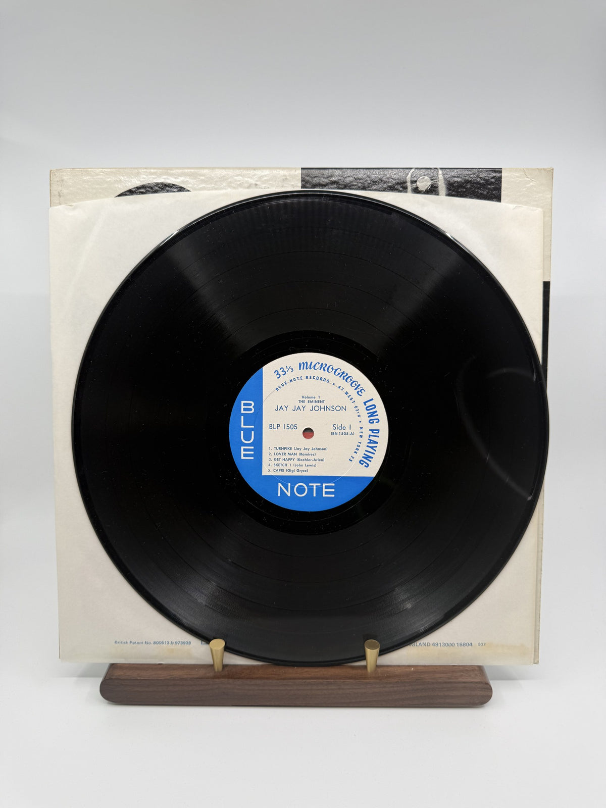 J.J. Johnson BLP 1505 side 1 label and vinyl, 47 West 63rd address