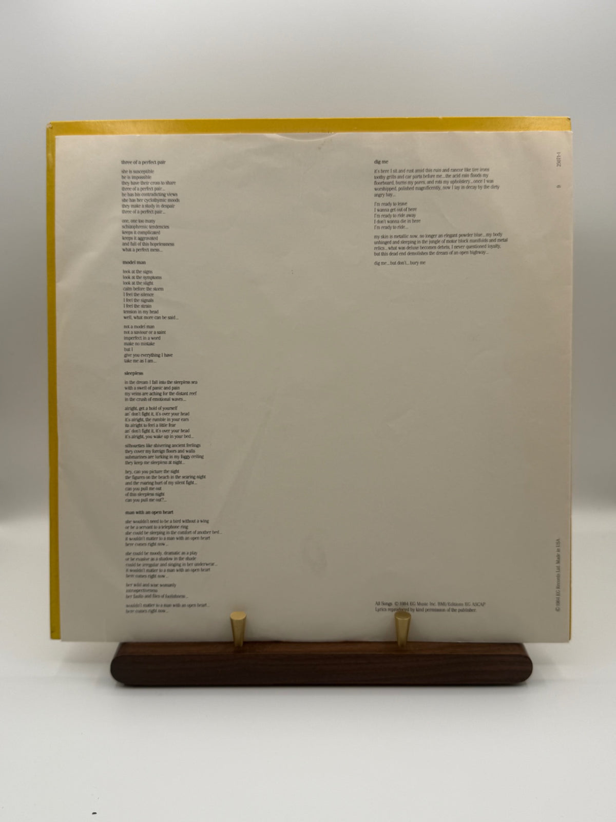 King Crimson Three Of A Perfect Pair original printed lyric inner sleeve