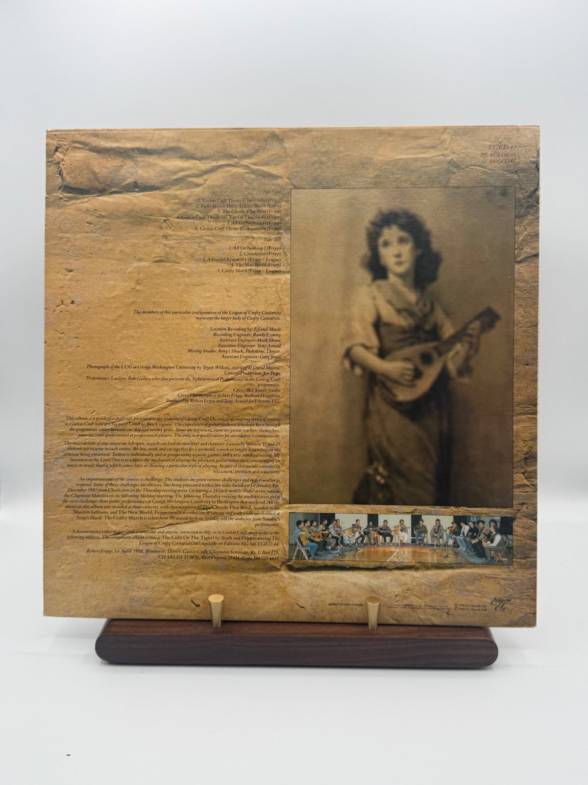 Robert Fripp and The League of Crafty Guitarists Live! 1986 US LP back cover