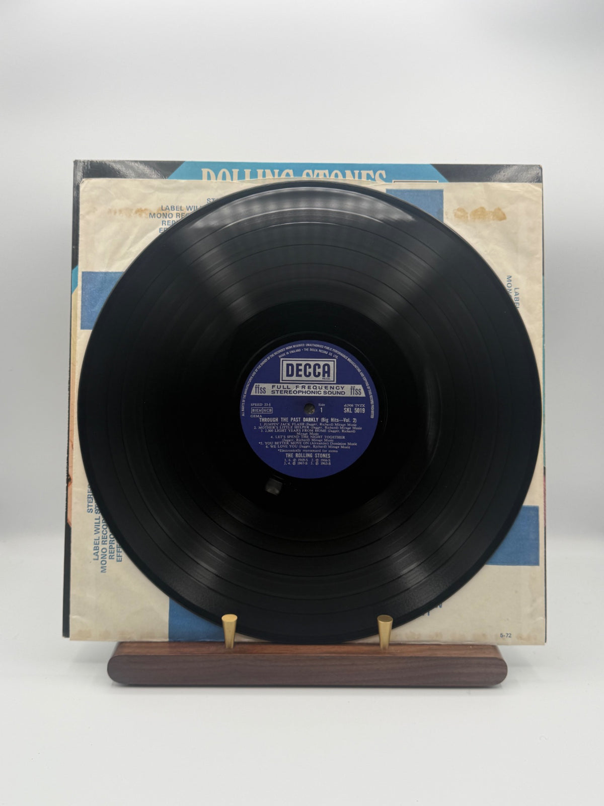 The Rolling Stones Through The Past Darkly SKL 5019 Side One blue Decca label and vinyl